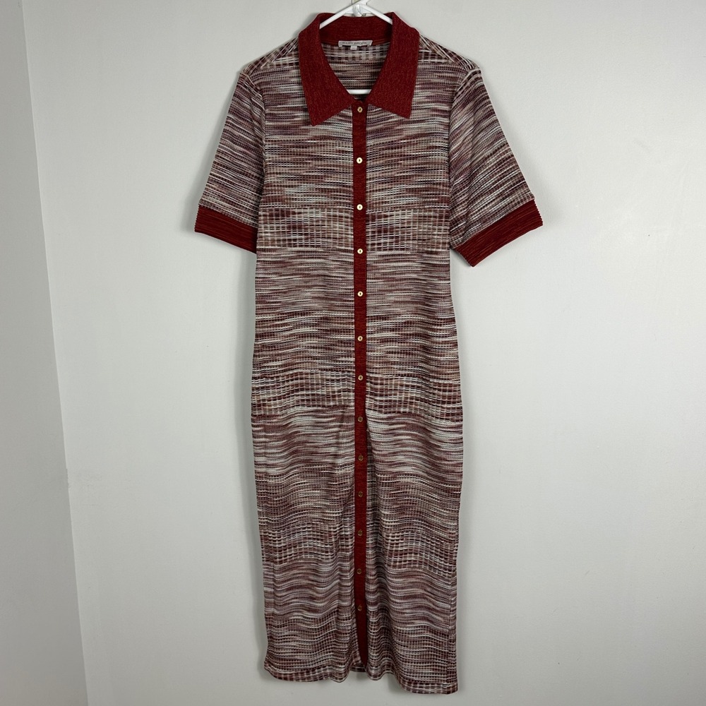 Ramy Brook Elite Button Front Midi Dress Knit Womens‎ Size XL NEW Amber Spaced - Picture 4 of 16